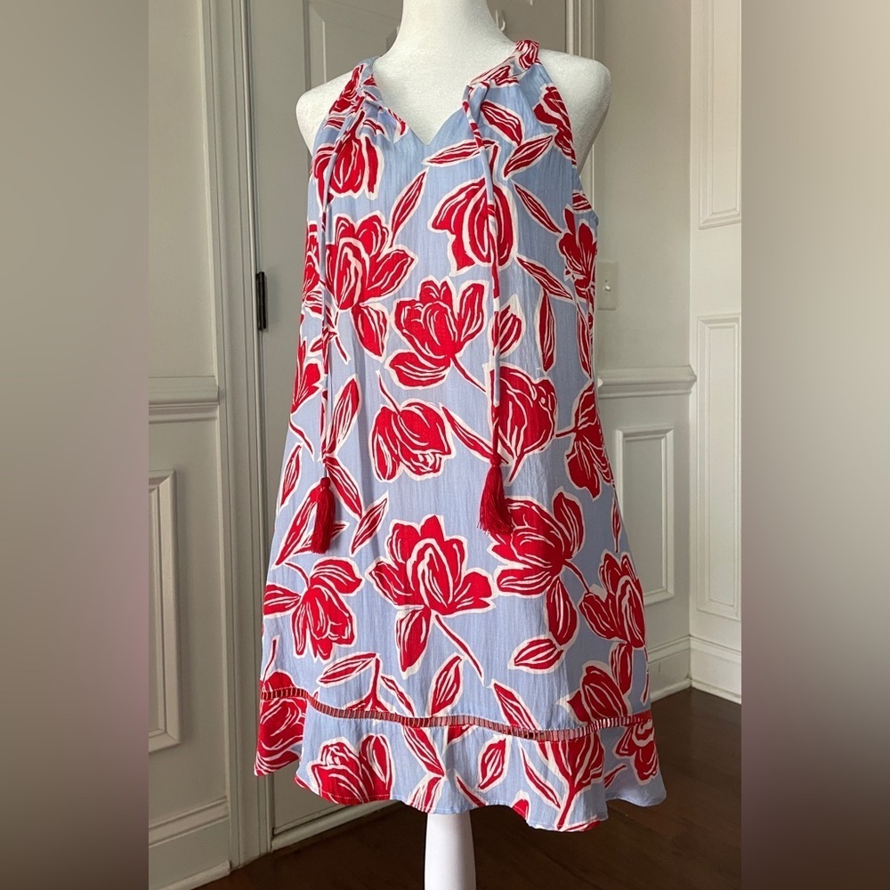 Joy Joy Light Blue Floral Mini Dress Size Small
